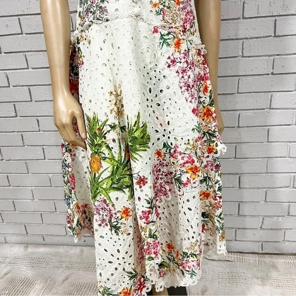 Farm‎ Rio Women’s Delicate Forest Scarves Eyelet Midi Dress